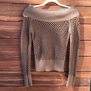 Bebe Scoop Neck Netted Sweater